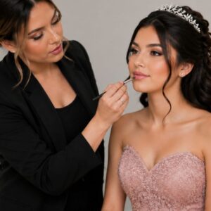 Prueba de maquillaje y peinado quinceañera